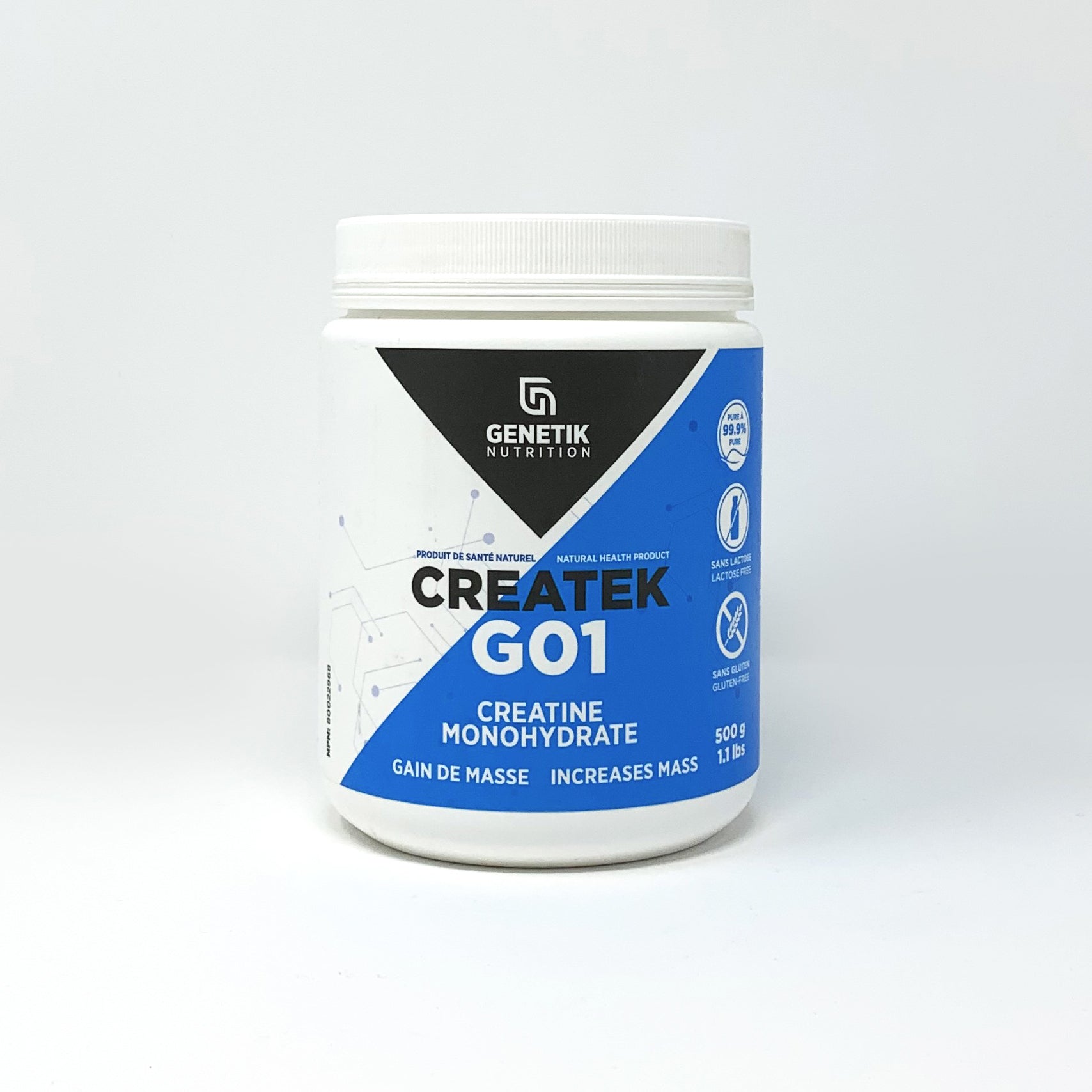 Créatine Monohydrate Createk G01 - 500 g/ 1.1 lbs - Genetik Nutrition